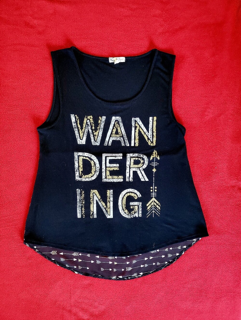 NWOT "WANDERING" Shirt with See Thru Material On Back